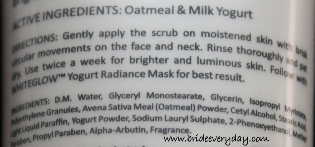 Lotus herbals white glow oatmeal yogurt skin whitening scrub review