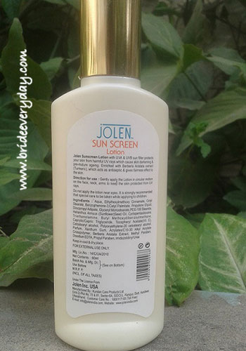 Jolen Sun Screen Lotion SPF 15 Review, Swatch