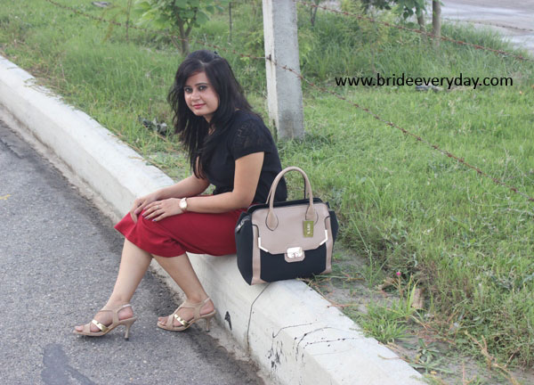 Outfit Of The Day- Black Top With Red Pencil Skirt