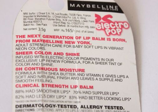 Maybelline Baby Lips Electro Pop Lip Colored Lip Balm Pink Shock Review Swatch