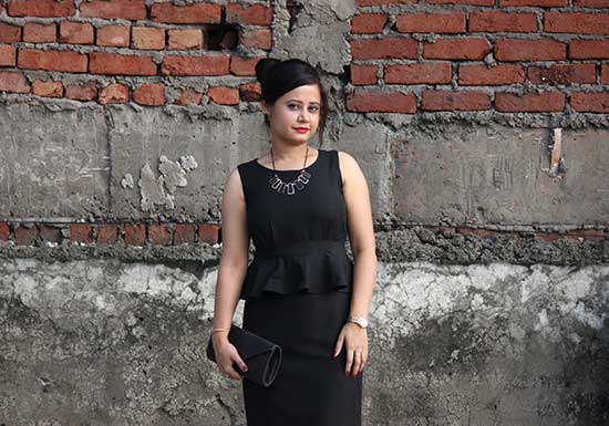 Outfit Of The Day-Black Peplum Dress Styled With Black And Golden Accessories