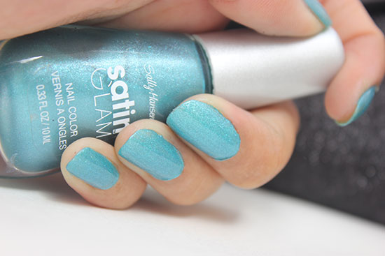 Sally Hansen Satin Glam Nail Color In Shade Teal Tulle Review Swatch