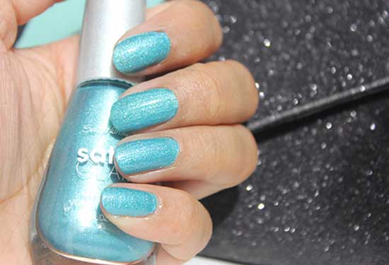 Sally Hansen Satin Glam Nail Color In Shade Teal Tulle Review Swatch