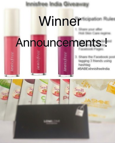 Winner Announcements-LomiLomi 7 Skin Scheduler Mask & Innisfree Giveaways