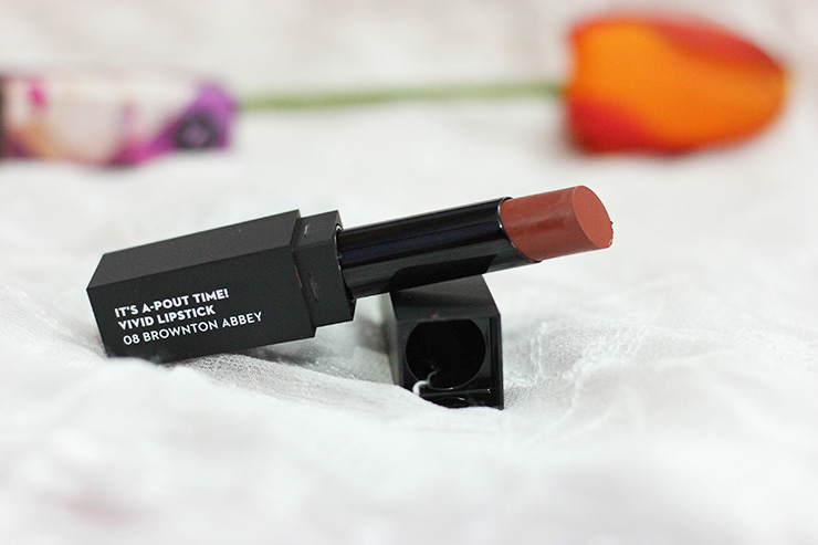 Sugar Cosmetics It's A Pout Time Vivid Lipstick Brownton Abbey Review Swatches (13)