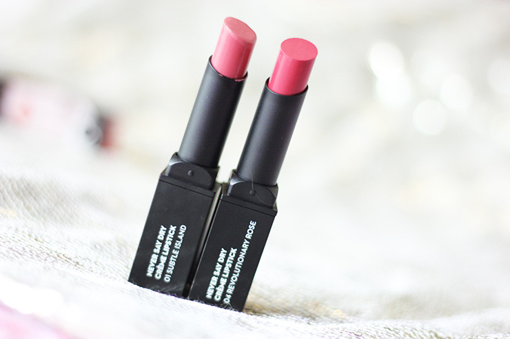 Sugar Cosmetics Never Say Dry Creme Lipsticks Review Swatches-Subtle Island, Revolutionary Rose (6)