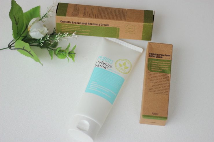 PURITO Defence Barrier Ph Cleanser, Centella Green Level Recovery Cream and Buffet Serum Review 1