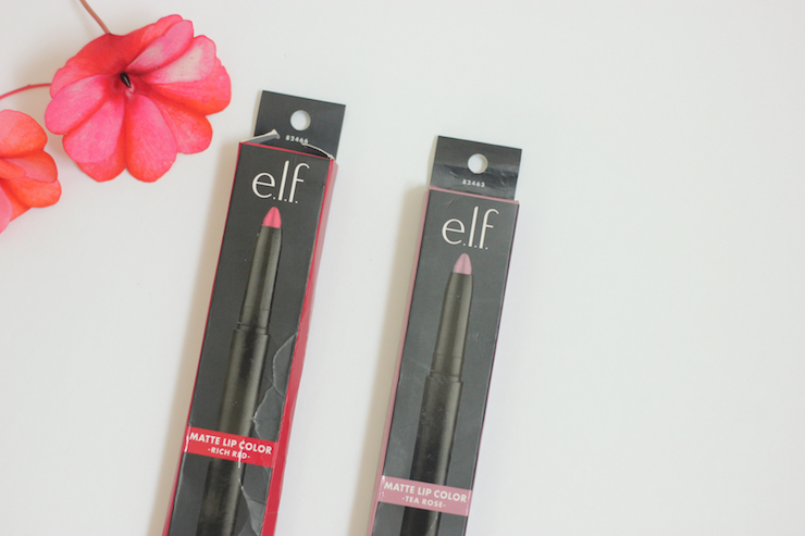 elf cosmetics matte lips color rich red tea rose review swatches photos 1